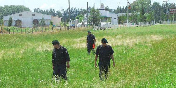 FUERTE OPERATIVO. La Policía movilizó numerosos efectivos y 30 vehículos para recorrer el campo. NA