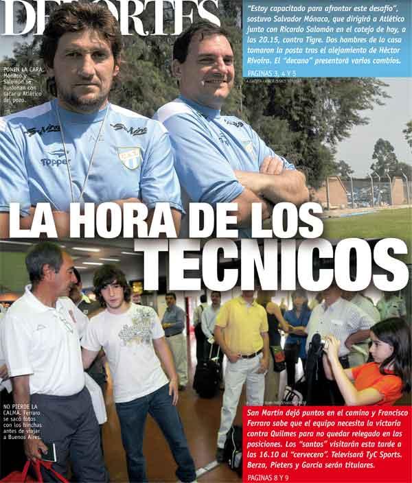 PONEN LA CARA. Mónaco y Salomón se ilusionan con sacar a Atlético del pozo.NO PIERDE LA CALMA. Ferraro se sacó fotos con los hinchas antes de viajar  a Buenos Aires.