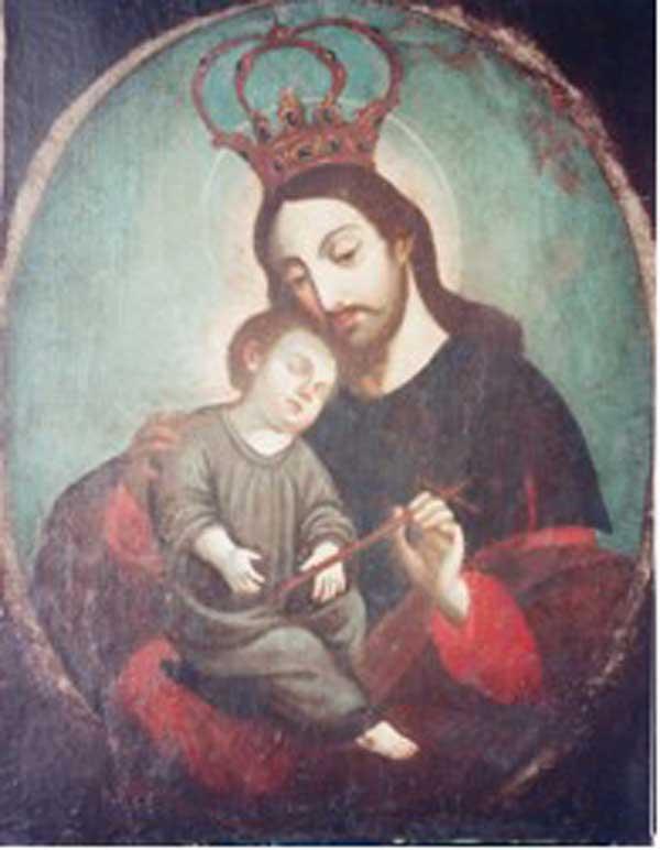 RESTAURADA RECIENTEMENTE. En la obra, San José sostiene con un brazo al Niño y le entrega la cruz; así lo hace depositario de su destino.