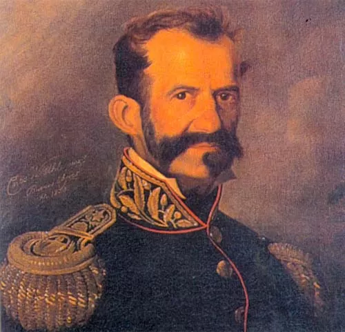 GREGORIO ARAOZ DE LA MADRID. El célebre tucumano, guerrero de la Independencia, en un óleo de Carlos Uhl.