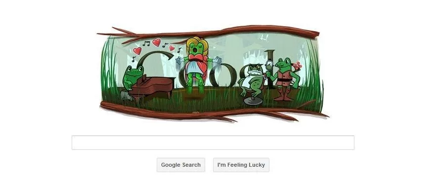 CADA CUATRO AÑOS. Google celebra los años bisiestos con ranas. CAPTURA DE PANTALLA