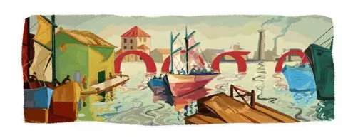 DOODLE PORTUARIO. El pintor argentino pasó su infancia en los puertos, cosa que volcó luego en los cuadros. CAPTURA DE PANTALLA