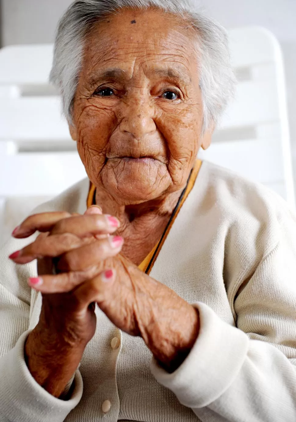 QUERIBLE. Con sus ojos brillantes y su sonrisa de niña, doña Toribia Rosa Salazar todavía recuerda el día en que Eva Perón visitó Tucumán. LA GACETA/ FOTOS DE FRANCO VERA.
