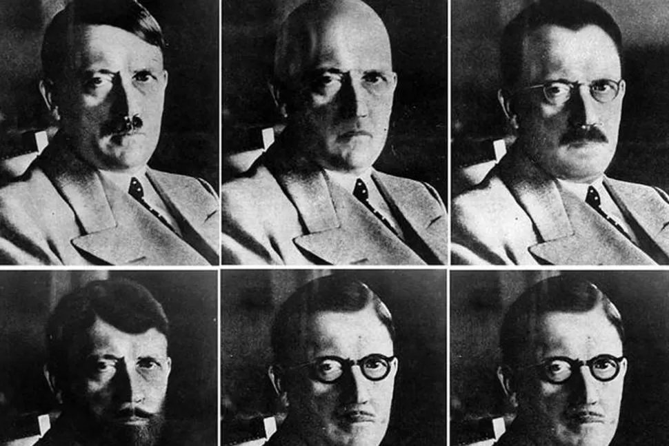VARIAS CARAS. Diferentes retratos de Hitler, tras el lanzamiento de la bomba de Hiroshima. REUTERS