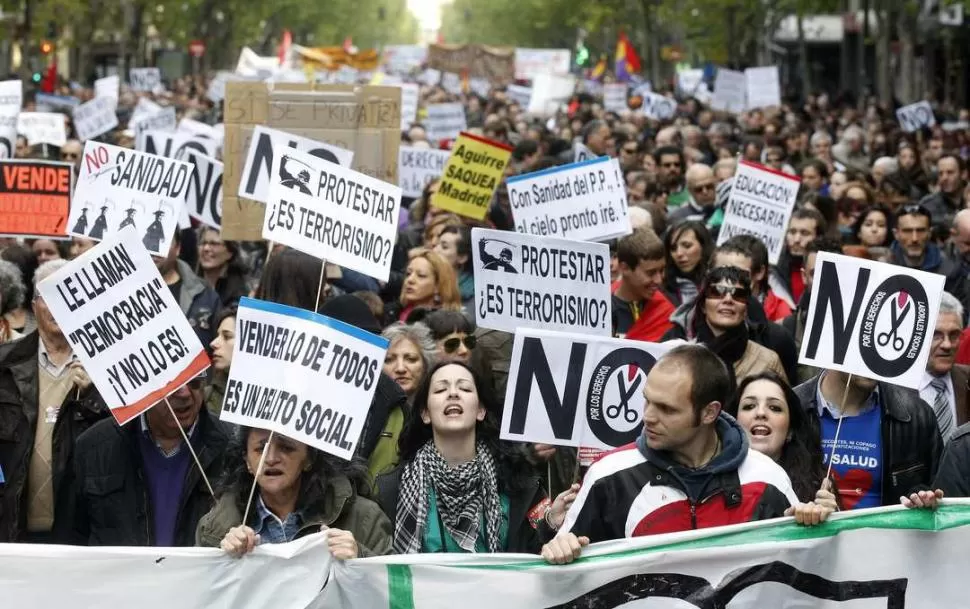 MALESTAR. Las protestas contra el duro ajuste encarado por el gobierno de España se repiten en todo el país. REUTERS 