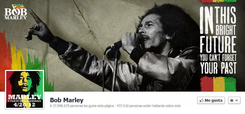 ANUNCIO. La página de Facebook de Bob Marley anuncia el estreno. CAPTURA DE PANTALLA.