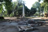 Así luce la plaza Belgrano tras la cerca de obra