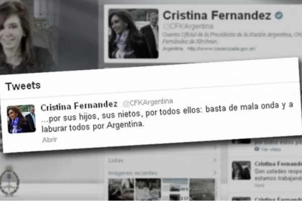 Basta de mala onda, pidió Cristina por Twitter