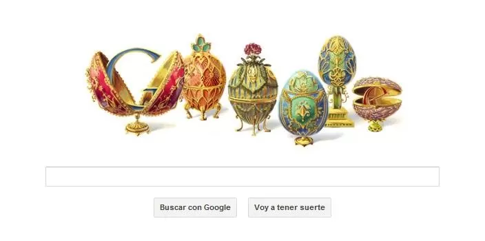 ARTESANIA FINA. Las joyas preciosas de Fabergé brillan en la portada de Google. CAPTURA DE PANTALLA
