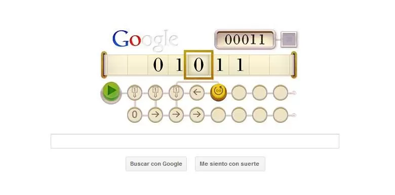 PARA PENSAR. Alan Turing y su doodle lógico llegan a Google. CAPTURA DE PANTALLA