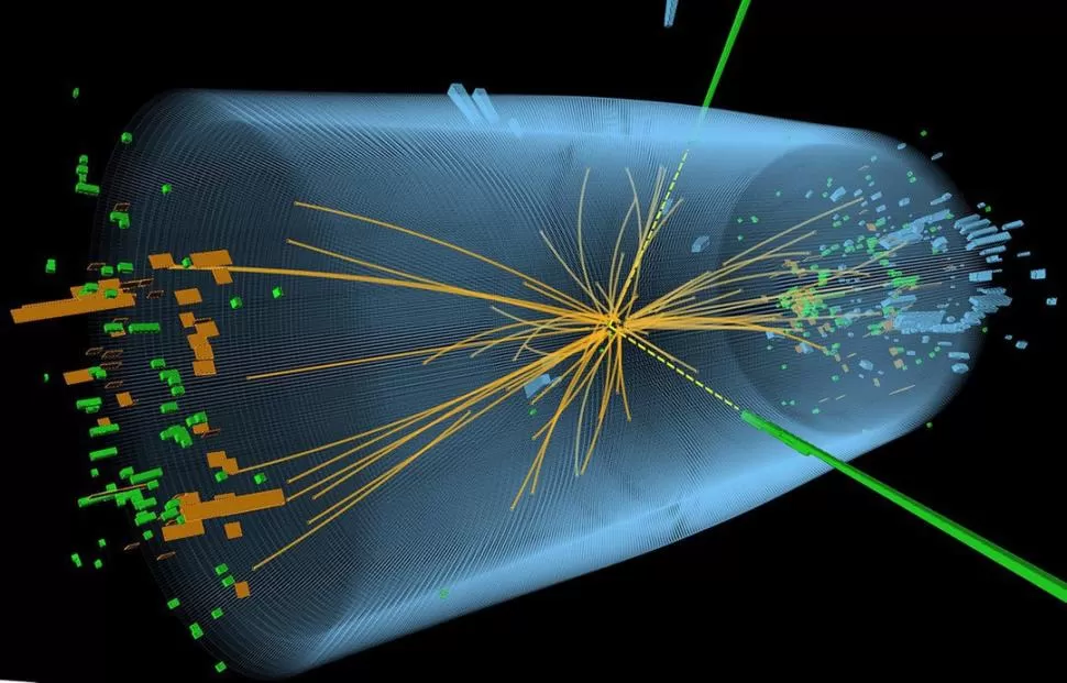 EL MOMENTO. La imagen muestra la colisión de hadrones que demostraría que el bosón de Higgs existe. REUTERS 