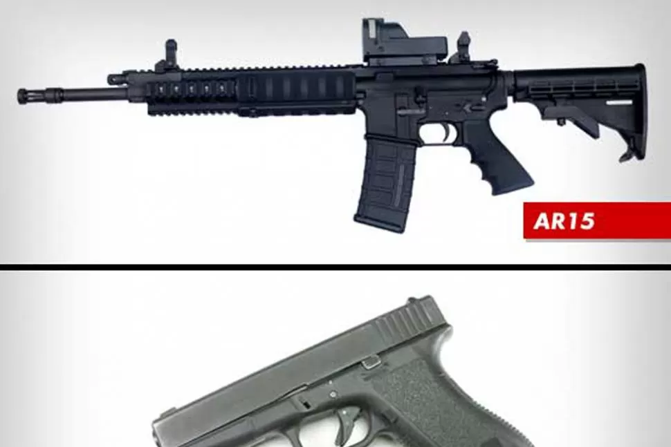ARMAMENTO. Estas tres armas portaba el asesino de Denver al momento de su detención. IMAGEN TOMADA DE TMZ.COM