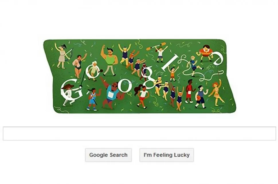 SALUDO FINAL. Los atletas desfilan en la ceremonia de clausura del doodle de Google. CAPTURA DE PANTALLA / GOOGLE.COM