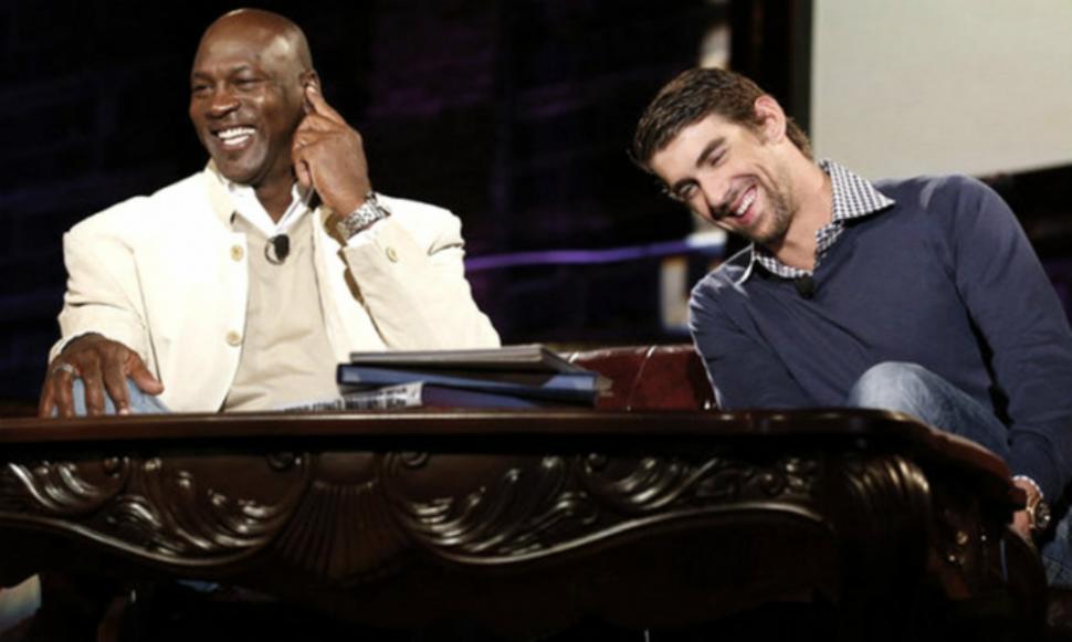 Phelps se emocionó al conocer a su ídolo, Michael Jordan LA GACETA