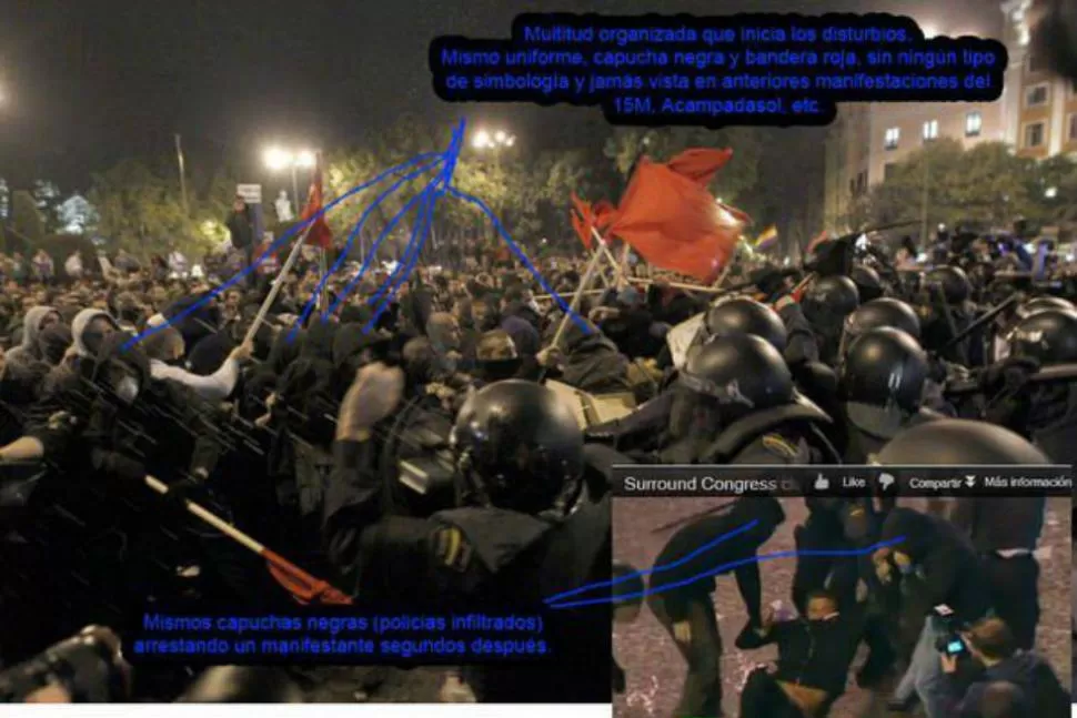 DENUNCIAS. La organización Occupy Spain difundió fotos de los supuestos infiltrados. FOTO TOMADA DE OCCUPYSPAIN.ORG