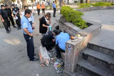 Filmaron a una mujer que dejó algo en los bancos de la Plaza