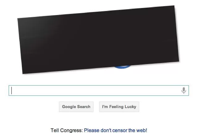 SIN PRECEDENTES. Google jamás había utilizado su logo para protestar. FOTO TOMADA DE HUFFINGTONPOST.COM