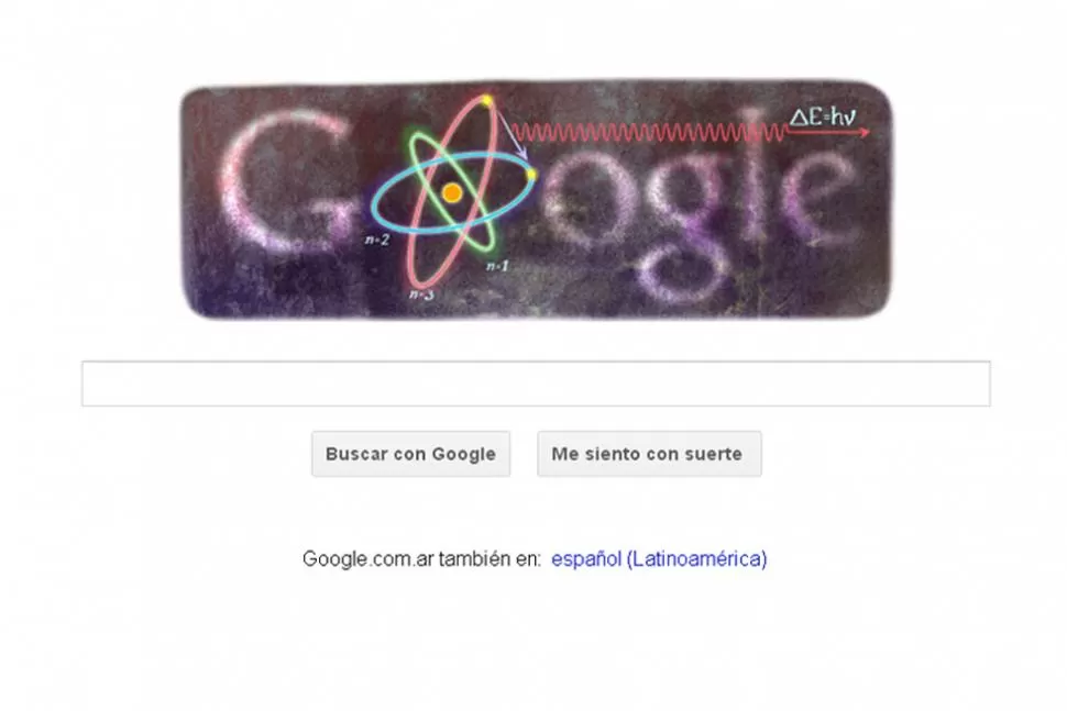 HOMENAJE. Google dedicó su portada al físico Niels Bohr. CAPTURA DE PANTALLA / GOOGLE.COM