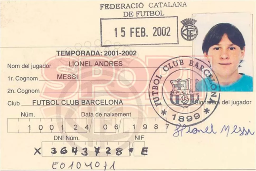 SU PRIMER CARNET. Lio se integró en 2002 a las filas de Barcelona. FOTO TOMADA DE SPORT.ES