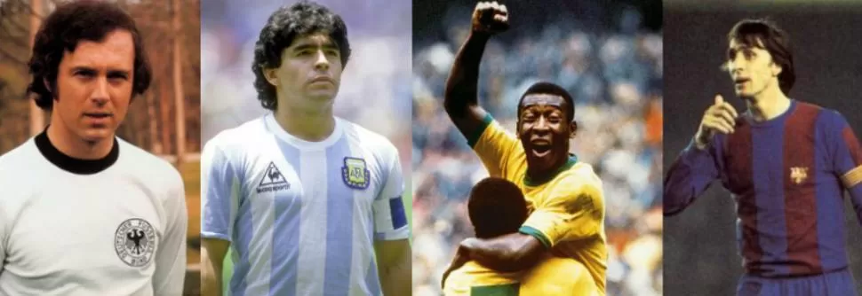 FUTBOLISTAS FAMOSOS. El alemán Franz Beckenbauer, Diego Armando Maradona, el brasileño Pelé y el holandés Johan Cruyff tuvieron hijos futbolistas que no tuvieron el éxito de estos jugadores.