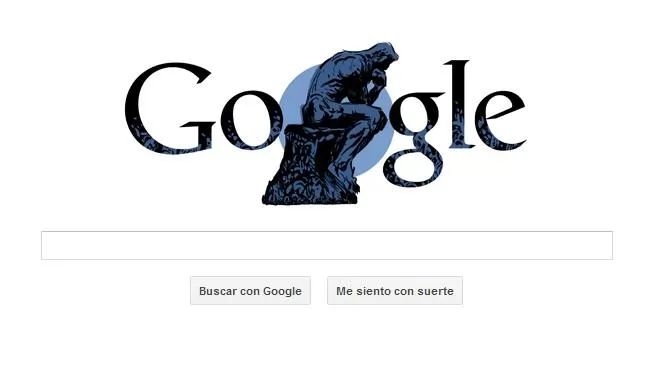 PENSATIVO. La obra más famosa de Rodin engalana a portada de Google. CAPTURA DE PANTALLA