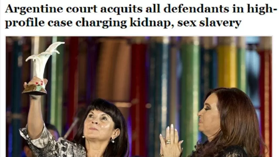EN EL EXTERIOR. Corte argentina absuelve a todos los imputados en un comentado caso de secuestro y explotación sexual, tituló el Washington Post. CAPTURA DE PANTALLA