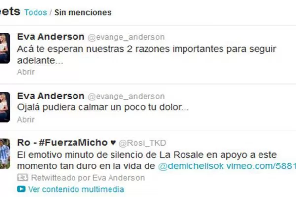 Los emotivos tuits de Evangelina Anderson a Martín Demichelis