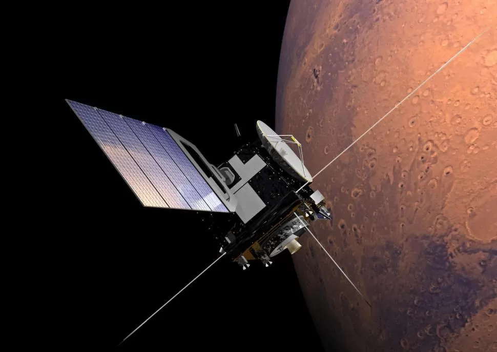 TRABAJANDO. La sonda Mars Express sacó las fotografías en color y en 3D. EUROPEAN SPACE AGENCY
