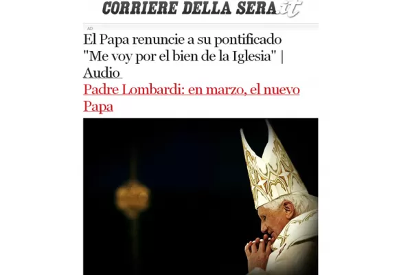 Así contaron la renuncia del Papa los diarios de Italia