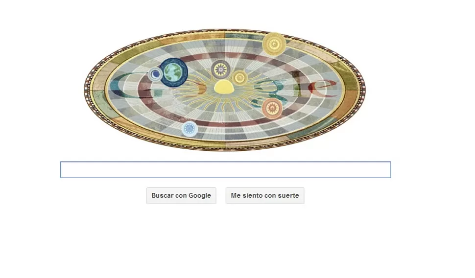 EL CENTRO DE TODO. Google le rinde homenaje a la teoría propuesta por Nicolás Copérnico, vigente en la actualidad. CAPTURA DE PANTALLA
