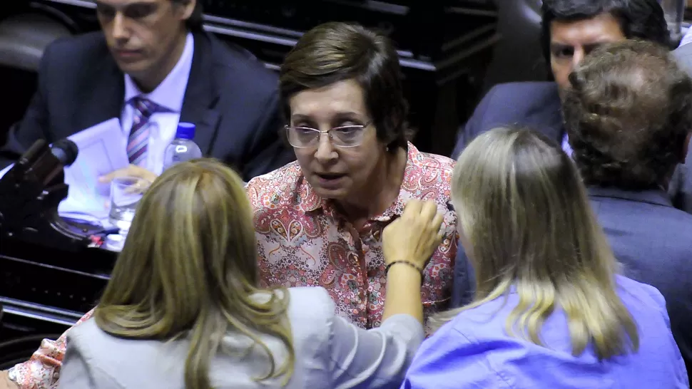 RESPALDO. Legisladores oficialistas apoyaron a la tucumana tras su alocución. DYN