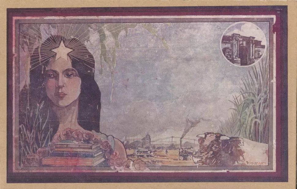 DIBUJO DE HOHMANN. Ilustración en colores que adornaba la tapa del Álbum aparecido en 1920. LA GACETA / ARCHIVO