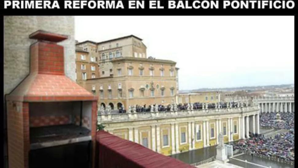 INGENIO POPULAR. Una parrilla para el asado, en el balcón Vaticano. 