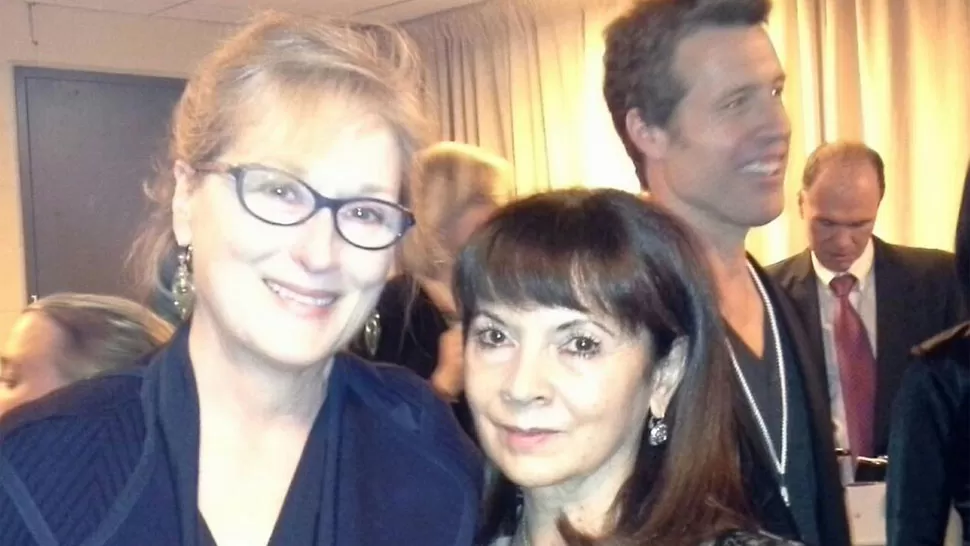 ENCUENTRO. Trimarco se sacó una foto con Meryl Streep. FOTOS TOMADAS DE TWITTER (@JusticiaxMarita)