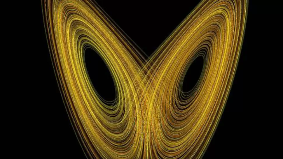 EL EFECTO. La representación gráfica de la teoría del caos forma una mariposa. FOTO TOMADA DE LAVOZ.COM.AR