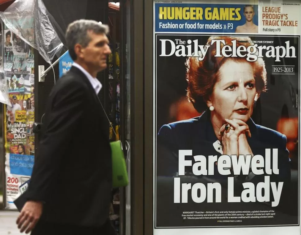 NOTICIA EXCLUYENTE. El deceso de Thatcher fue el principal tema de ayer. REUTERS