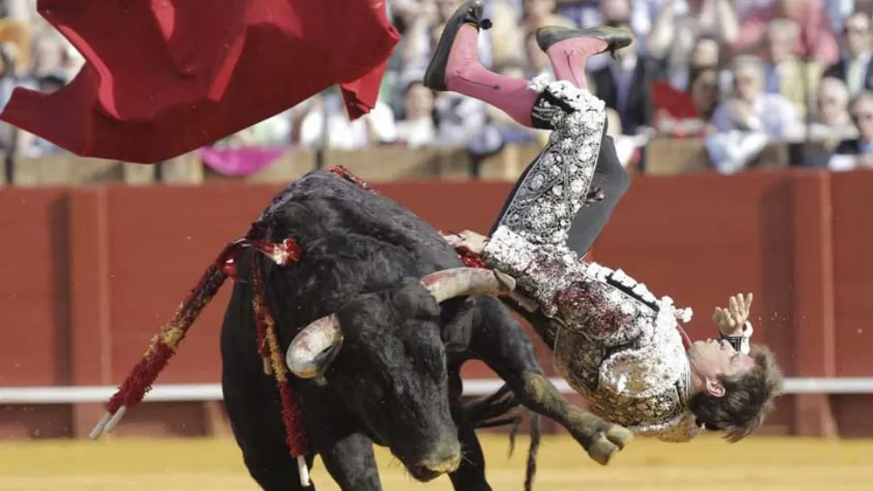 MOMENTO. El diestro Julián López es embestido por el primer toro de su lote. FOTO TOMADA DE ABC.ES