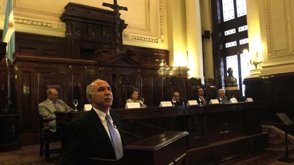 AÑO COMPLICADO. Lorenzetti y los ministros de la Corte, el día de apertura del año judicial. TELAM