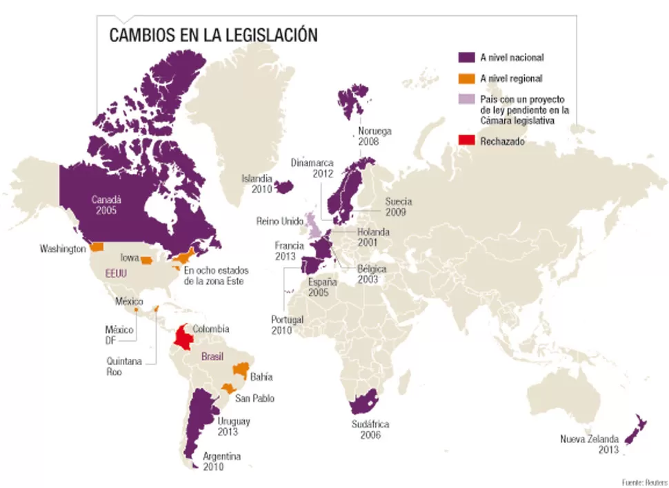 El matrimonio igualitario ya está reconocido en 14 países