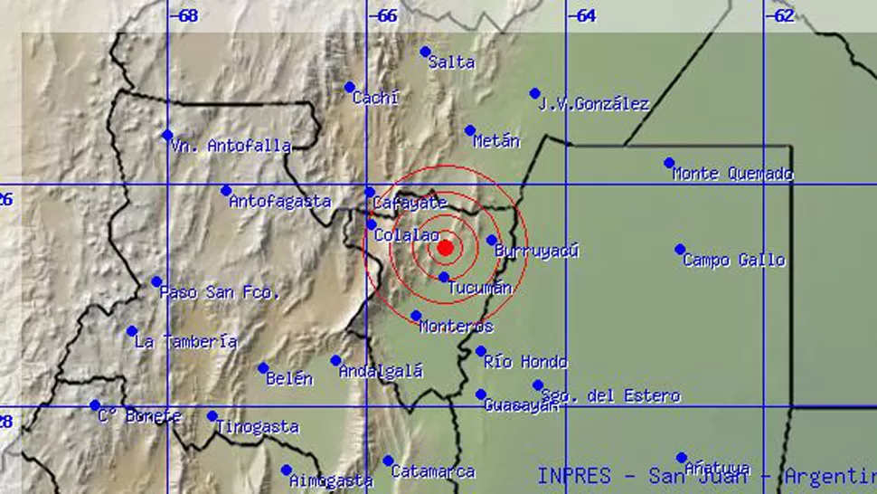 REGISTRO. Vecinos de Raco y otras localidades percibieron el sismo. IMAGEN TOMADA DE INPRES.GOV.AR