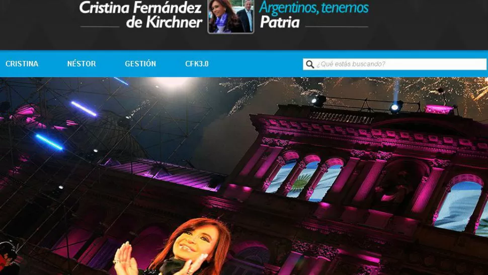 EN LA WEB. Cristina ya tiene su propio sitio. CAPTURA DE IMAGEN