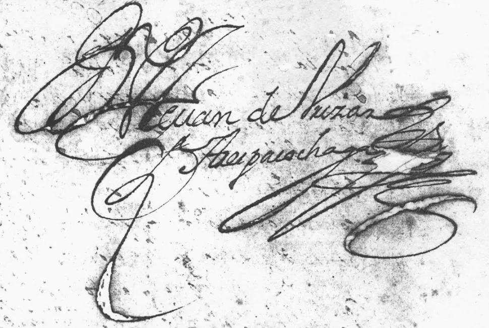 ALEJANDRO DE URIZAR Y ARESPACOCHAGA. Firma del gobernador de Tucumán al pie de un documento de la primera década del siglo XVIII.  LA GACETA / ARCHIVO