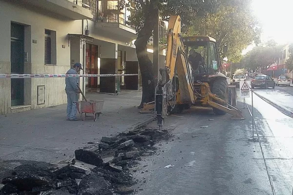 Reconstruyen el cordón cuneta de Laprida al 800