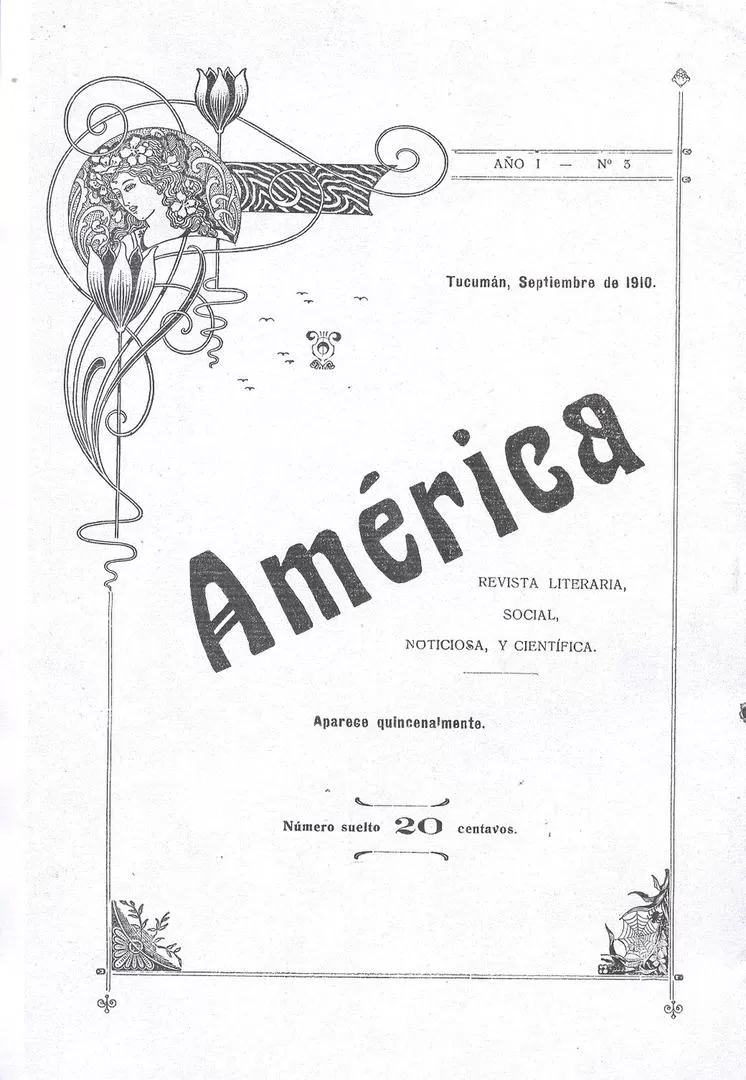 UNA PORTADA. La tapa de América estaba impresa en papel verde, con dibujo, ornamentos y letras negras. LA GACETA / ARCHIVO
