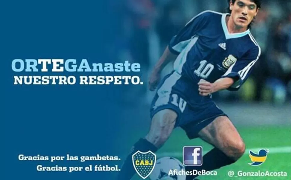 RECONOCIMIENTO. El afiche subraya las virtudes futbolísticas de Ortega. LA GACETA