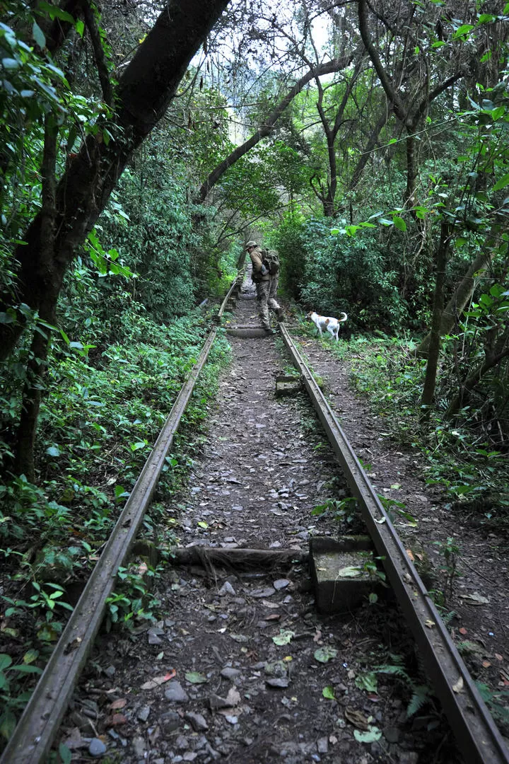 ABANDONADO. Los rieles del trunco funicular sirven de guía para los caminantes. El de la foto es el último trayecto habilitado al público. LA GACETA / FOTOS DE DIEGO ARAOZ