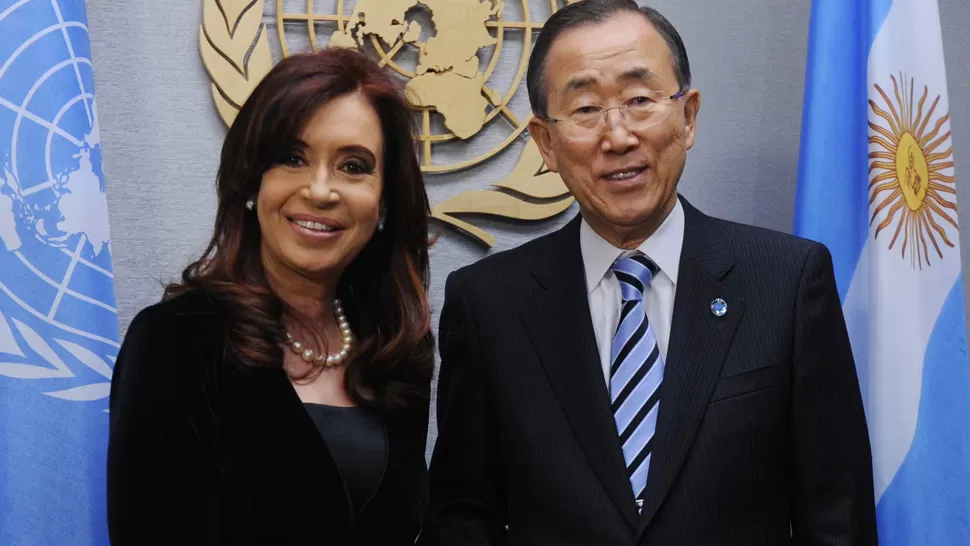 JUNTO AL LÍDER DE LA ONU. Hay gran expectativa por el discurso de Cristina mañana. TELAM