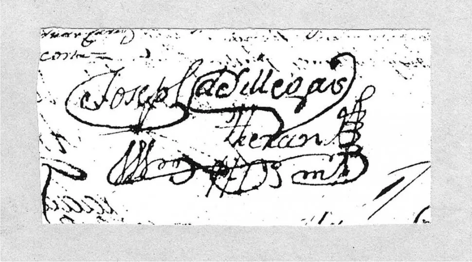 AUTÓGRAFO DEL SIGLO XVIII. Firma de don Joseph de  Villegas Terán, de 1797. Era padre del fundador del apellido Terán en Tucumán.  LA GACETA / ARCHIVO