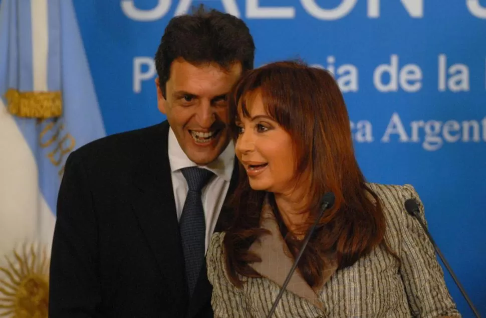 OTRAS ÉPOCAS. En junio de 2009, Massa y Cristina sonreían juntos. DYN (ARCHIVO)