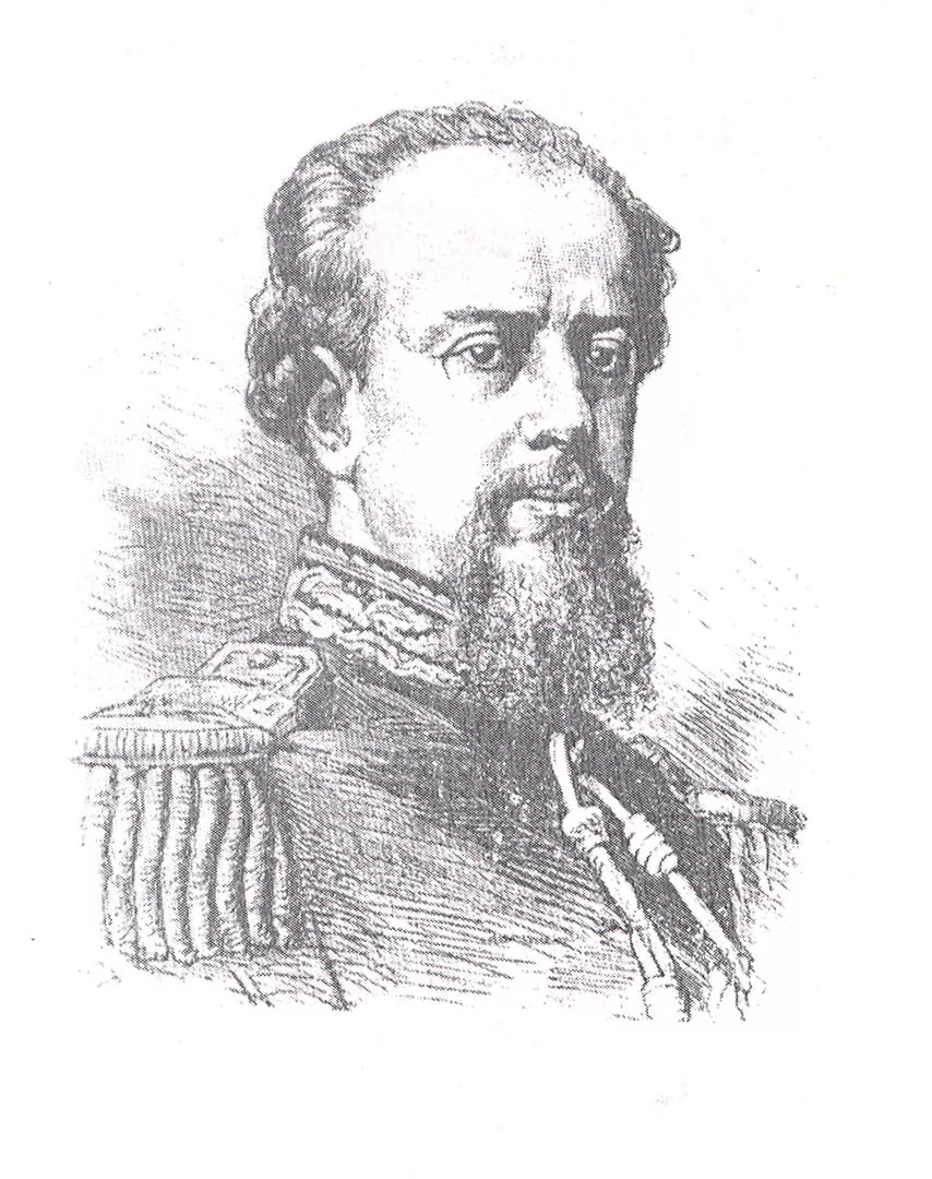 JULIO ARGENTINO ROCA. El general tucumano en un retrato a pluma de la década de 1870. LA GACETA / ARCHIVO